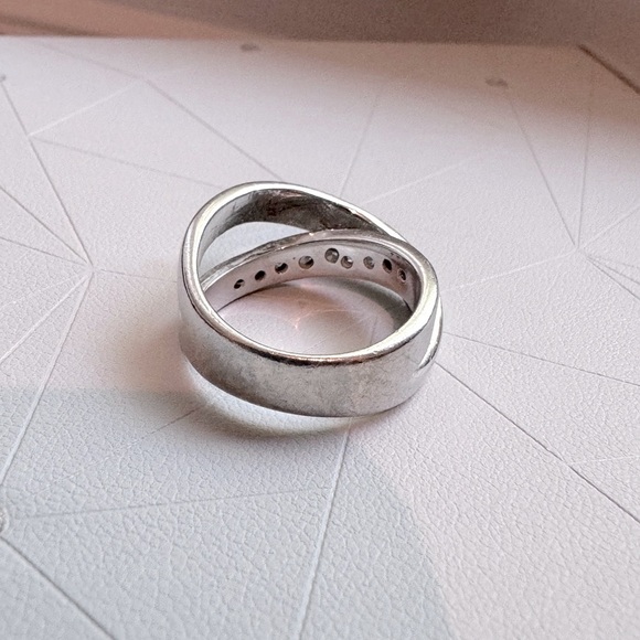 ✨ Vintage .925 Sterling Silver Double Eternity Band and Clear Pave Crystal Ring - Picture 9 of 15